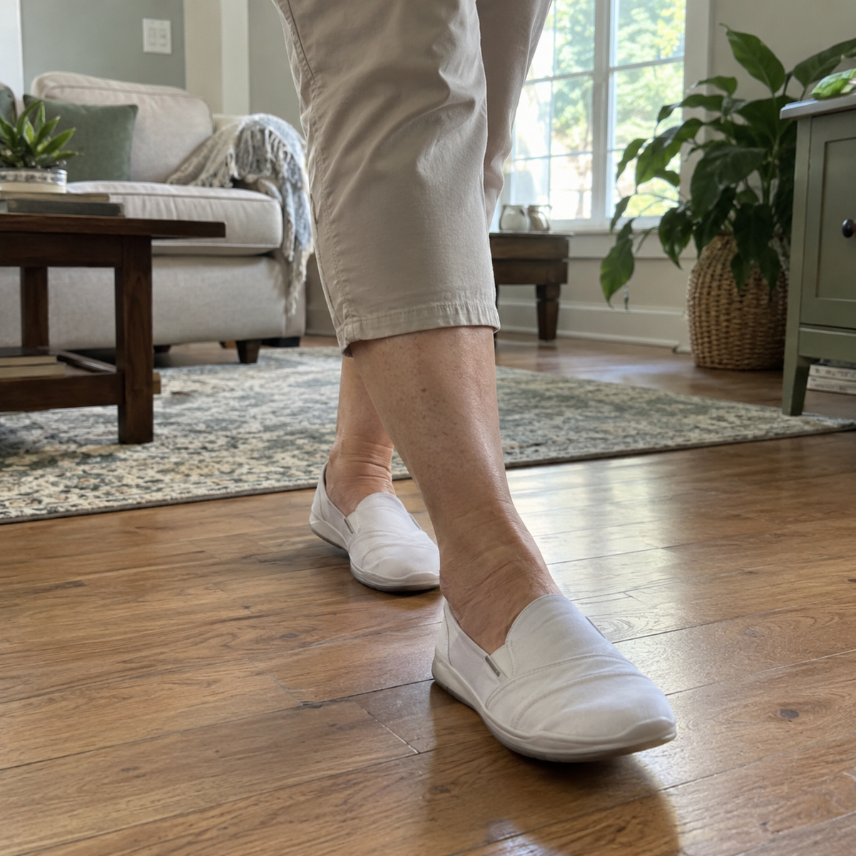 Gentle indoor movement beside a window.